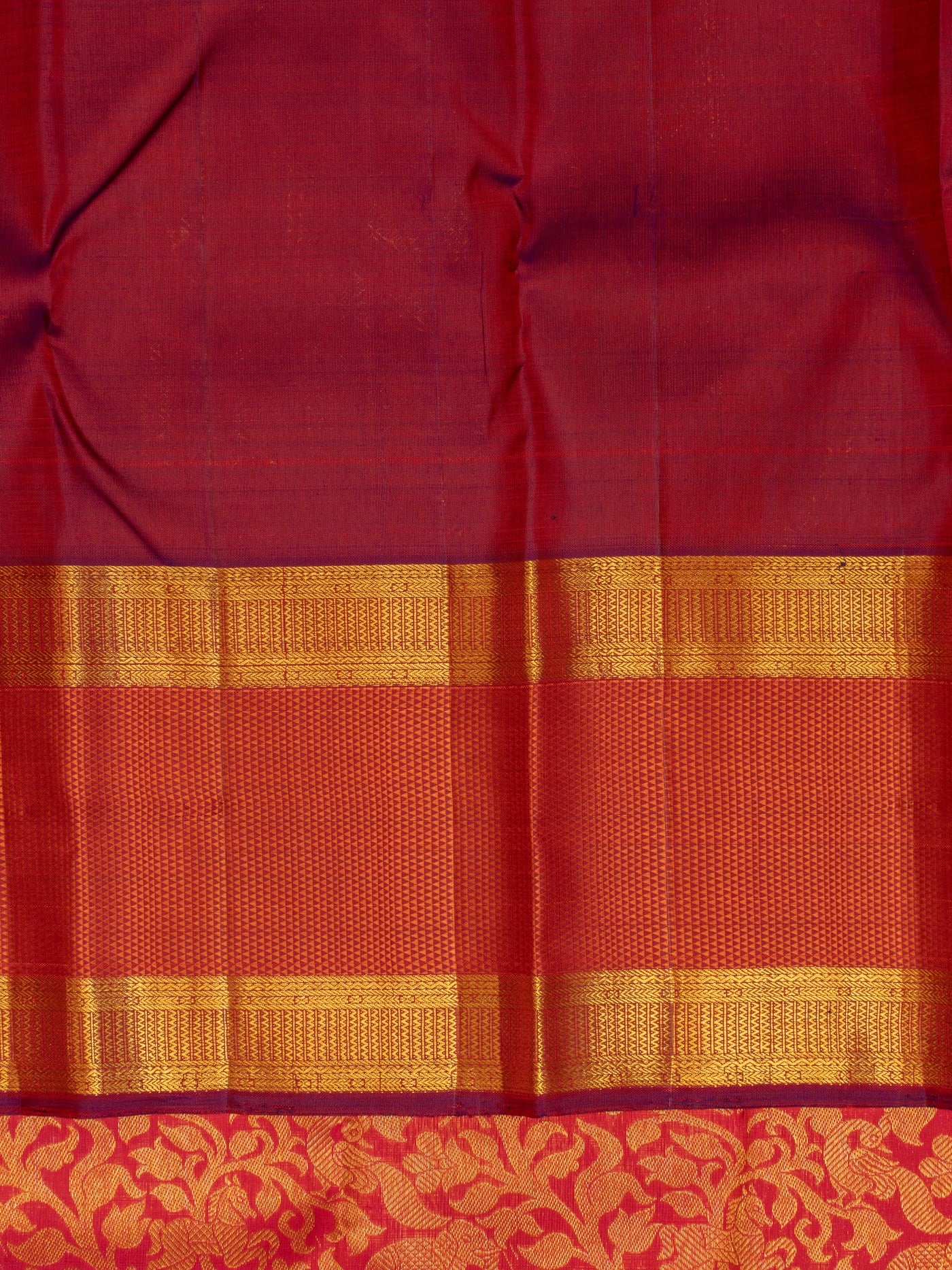 Rani pink vanasingaram rettai pettu pure Kanchipuram silk saree