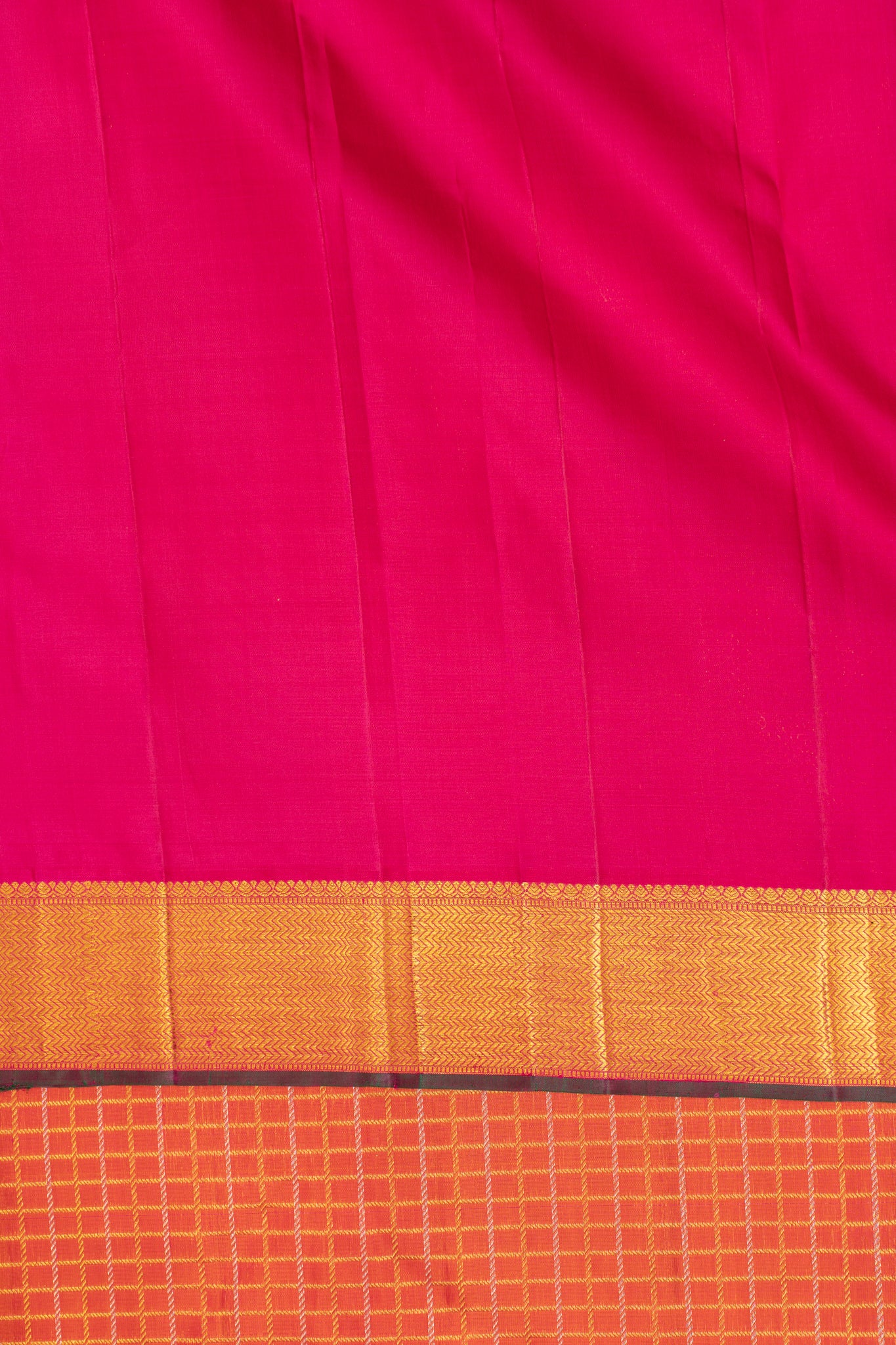 Peach orange zari checks traditional pure Kanchipuram silk saree