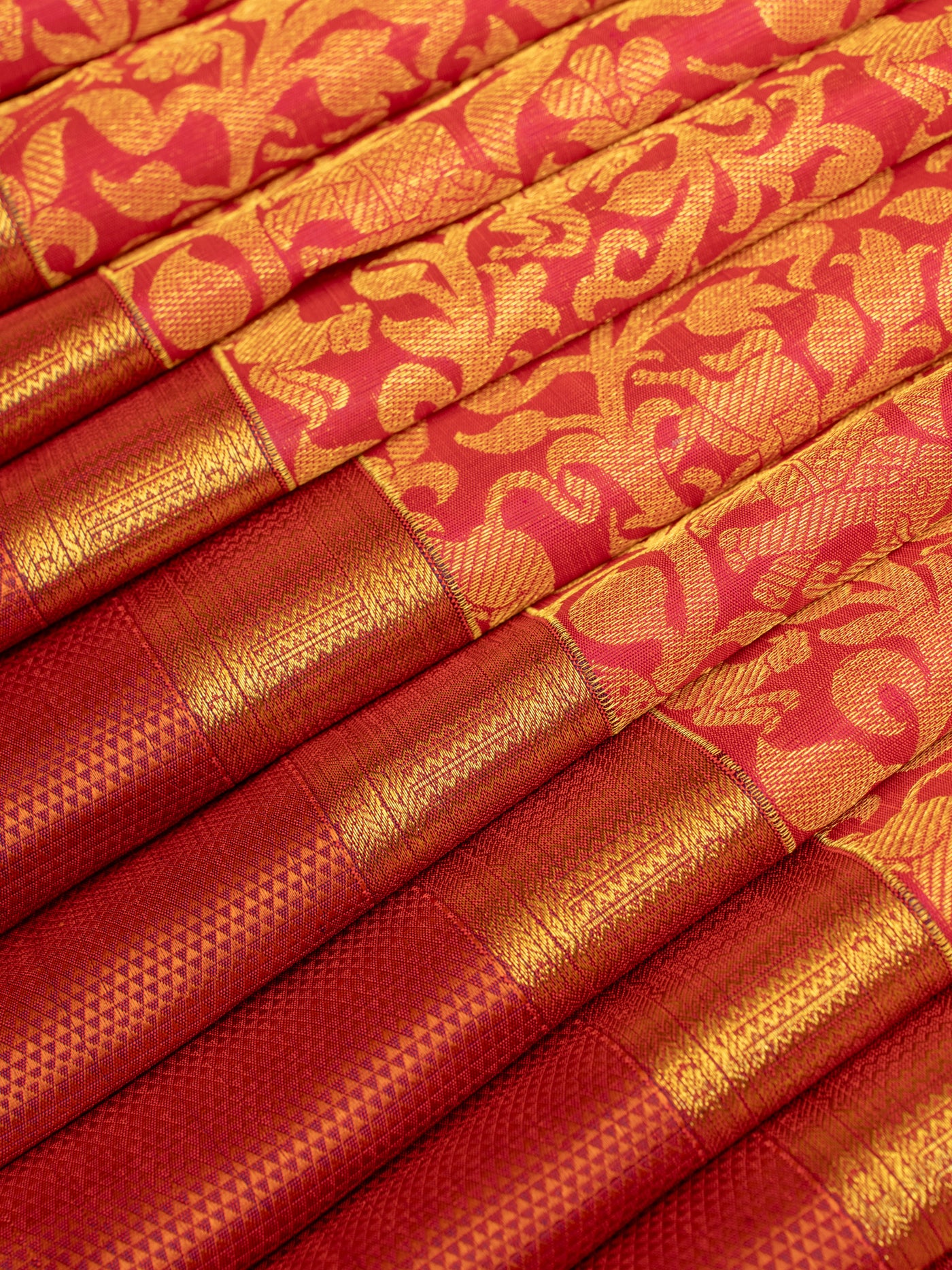 Rani pink vanasingaram rettai pettu pure Kanchipuram silk saree