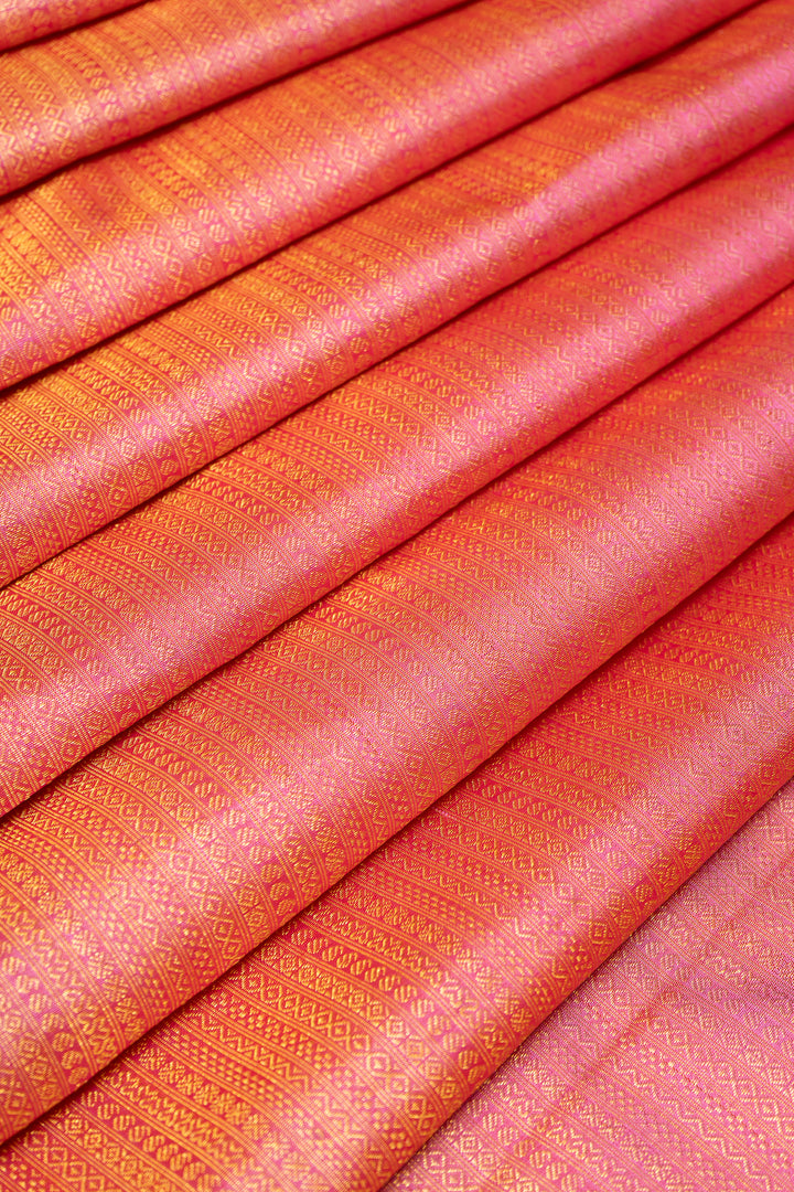 Lotus Pink Brocade Pure Kanchipuram Silk Saree - Clio Silks