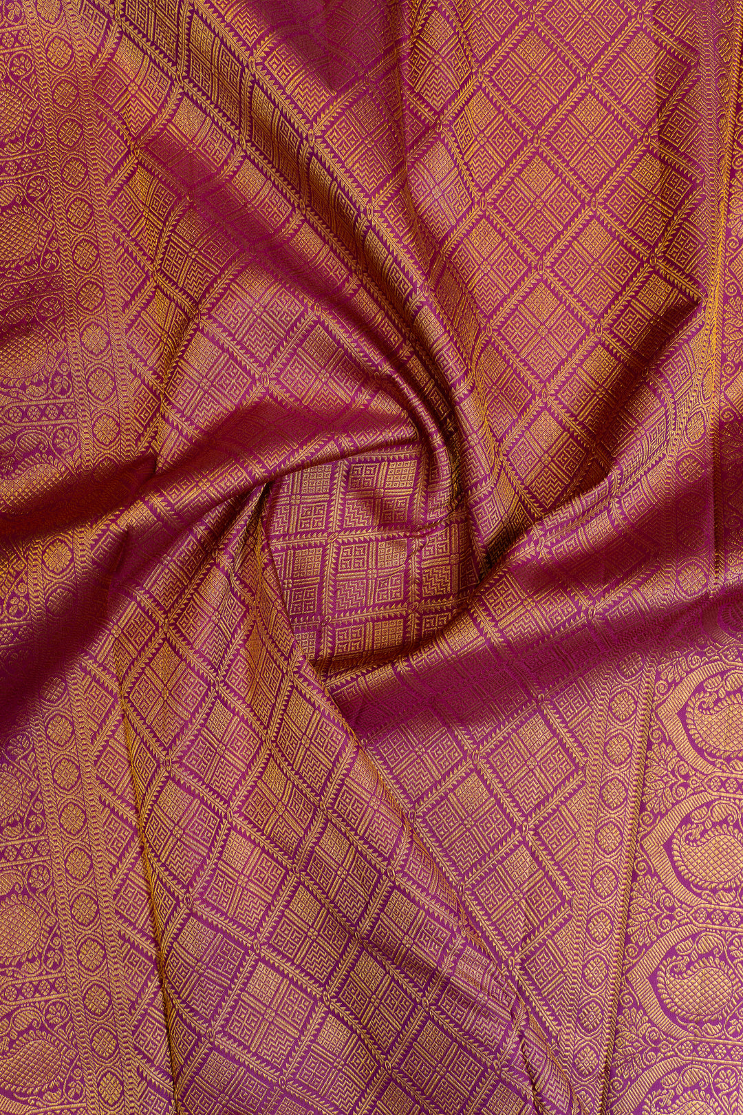Turquoise blue and purple  pure Kanchipuram silk saree