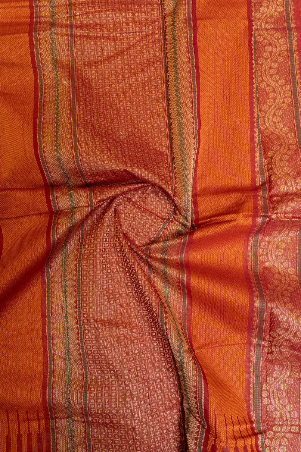 Rust orange handwoven pure cotton saree