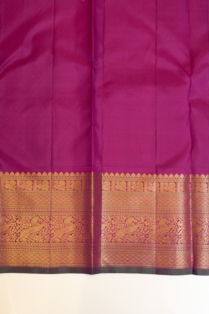 Turquoise blue and purple  pure Kanchipuram silk saree