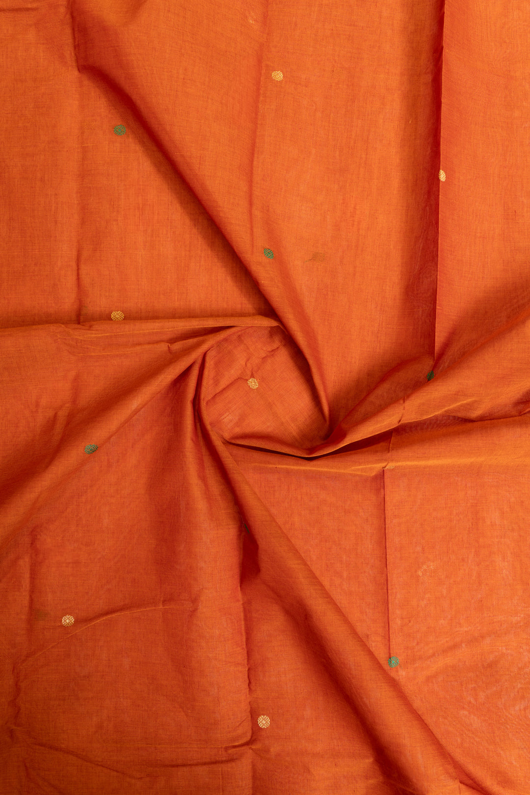 Rust orange handwoven pure cotton saree