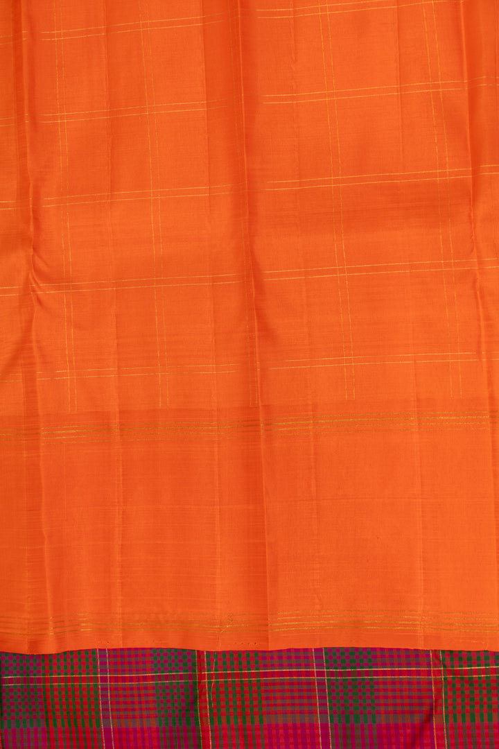 Magenta green zari checks pure zari Kanchipuram silk saree