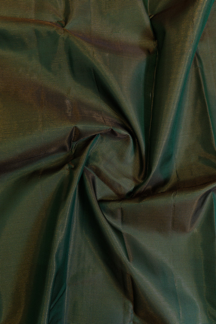 Bottle green and orange vairaoosi pure Kanchipuram silk saree