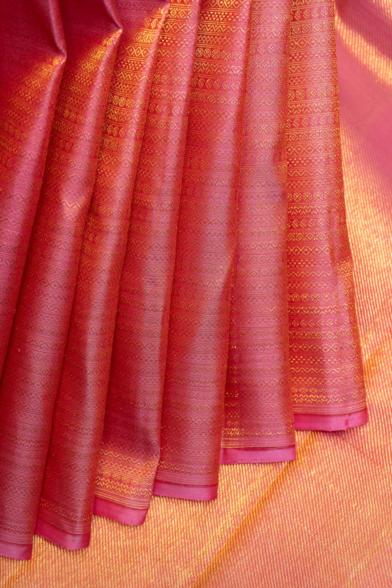 Lotus Pink Brocade Pure Kanchipuram Silk Saree - Clio Silks