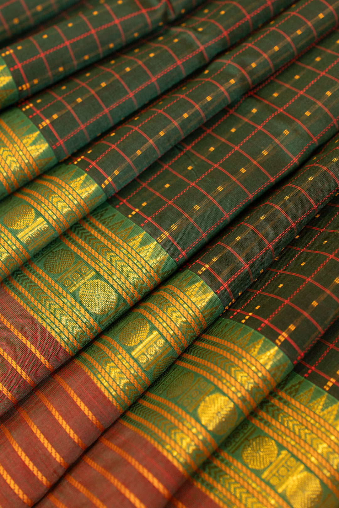 Bottle green lakshadeepam pure silk cotton saree