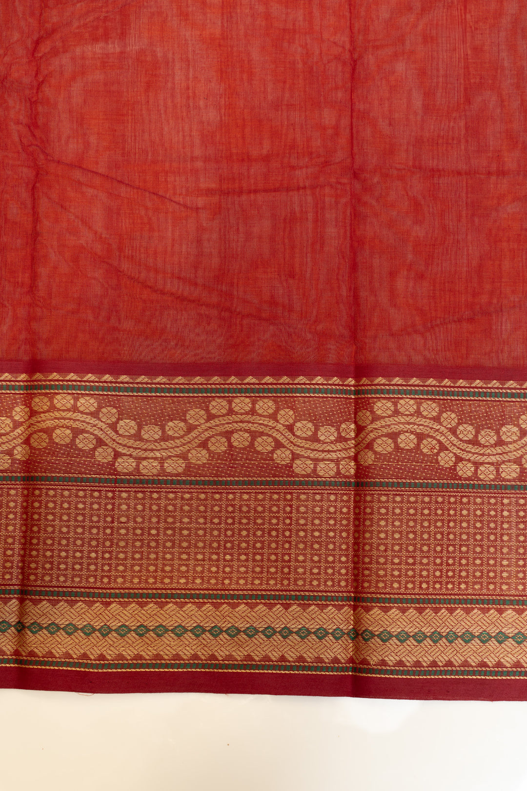 Rust orange handwoven pure cotton saree