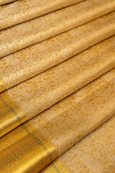 Gold Vanasingaram Brocade Pure Kanchipuram Silk Saree - Clio Silks