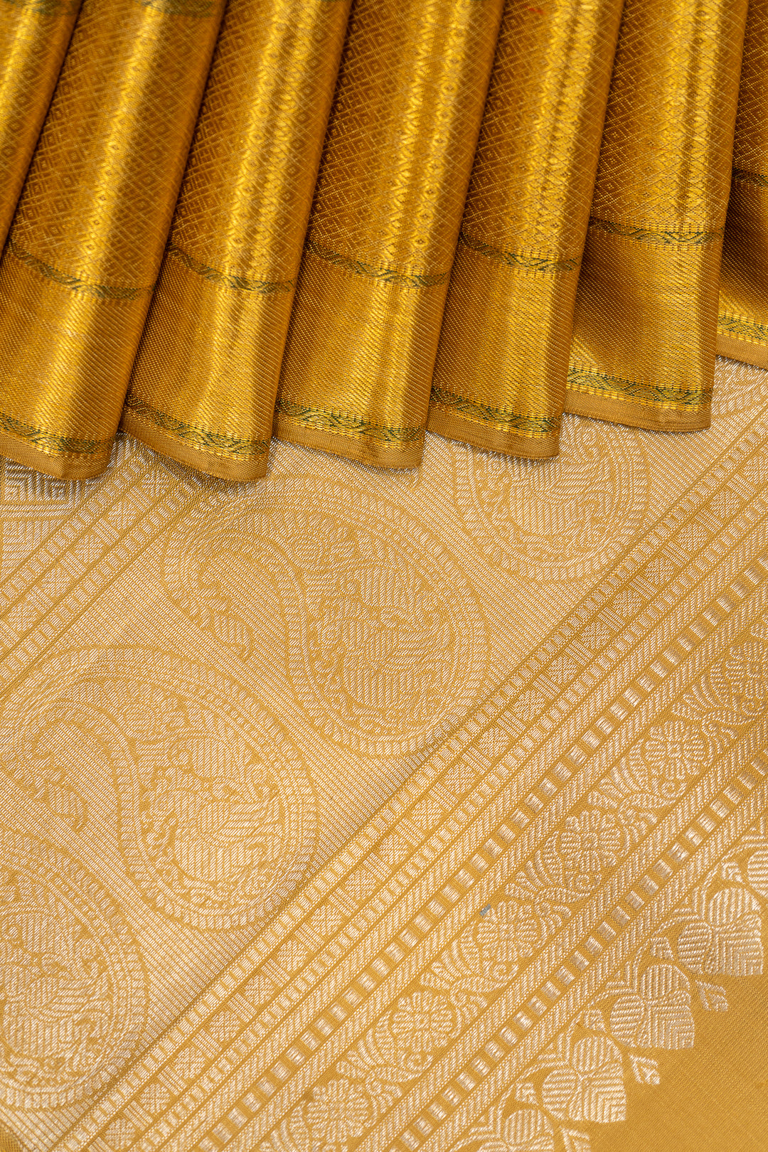 Gold Vanasingaram Brocade Pure Kanchipuram Silk Saree - Clio Silks
