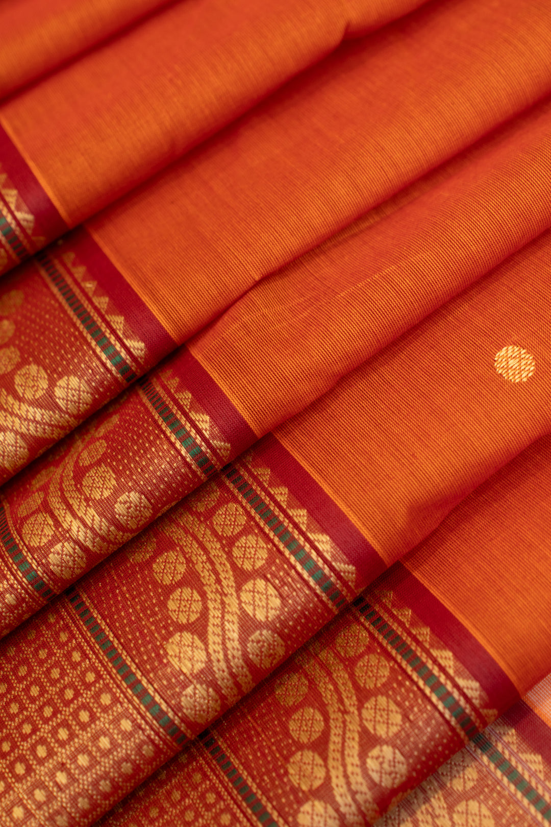 Rust orange handwoven pure cotton saree
