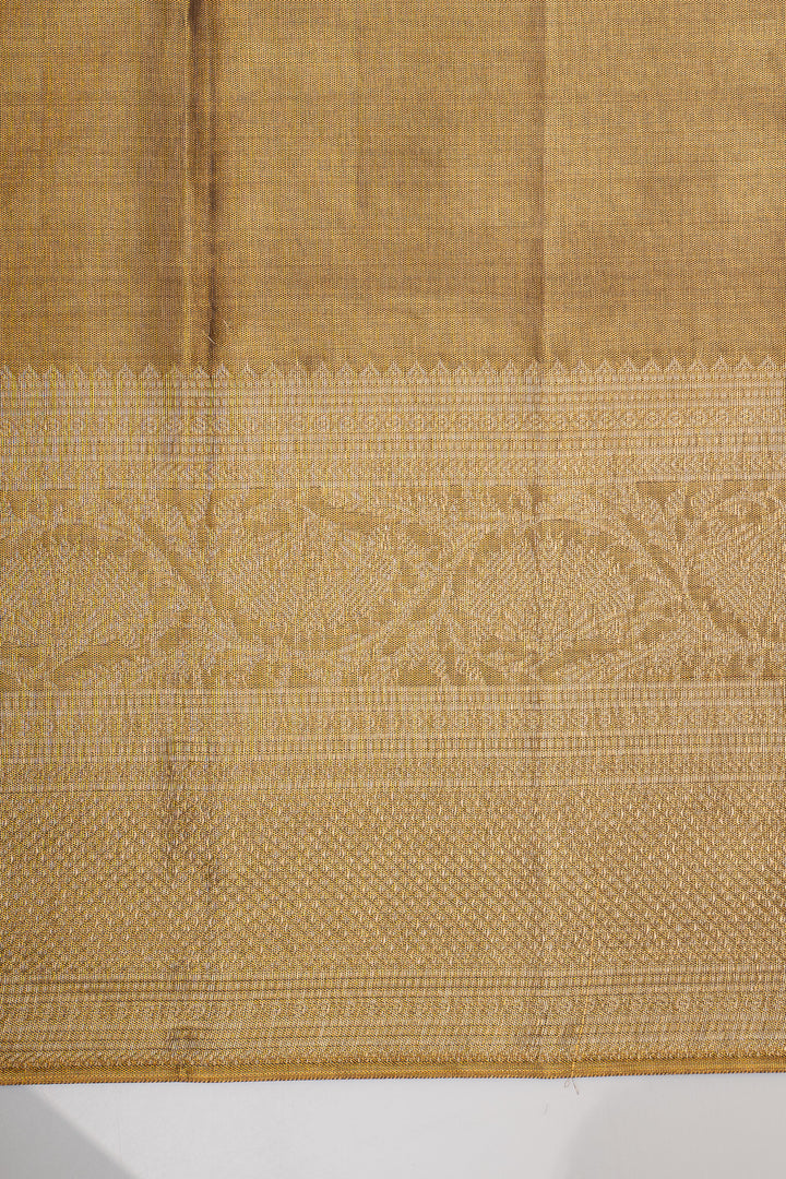 Antique Gold Tissue Brocade Pure Kanchipuram Silk Saree