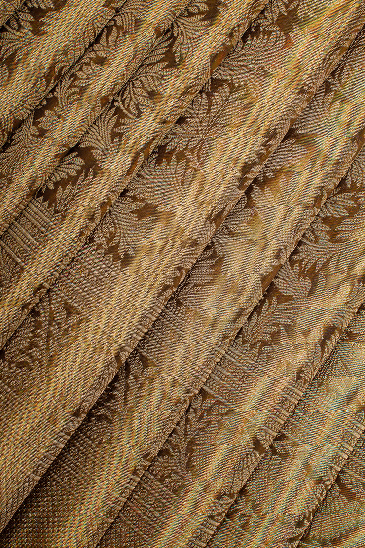 Antique Gold Tissue Brocade Pure Kanchipuram Silk Saree
