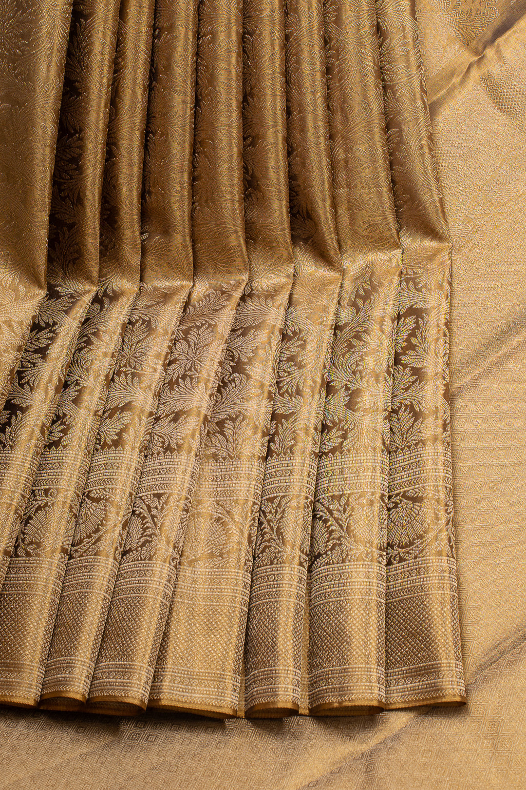 Antique Gold Tissue Brocade Pure Kanchipuram Silk Saree