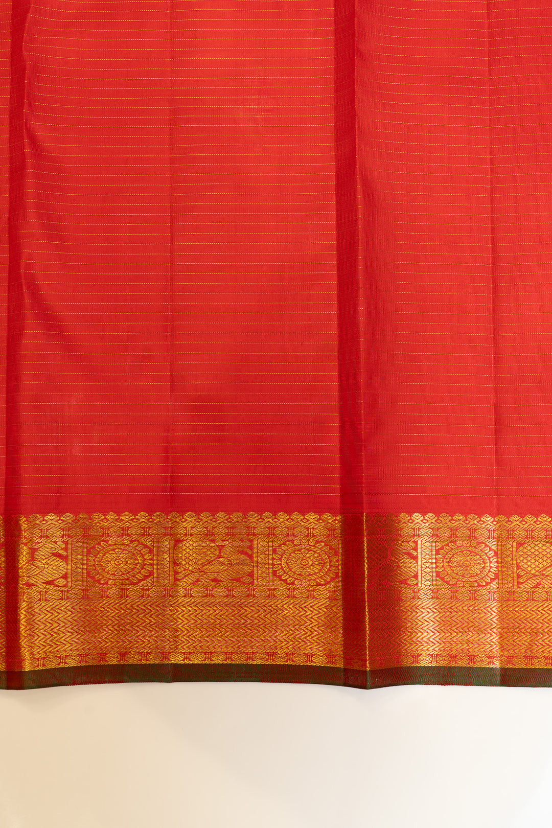 Red zari checks pure Kanchipuram silk saree
