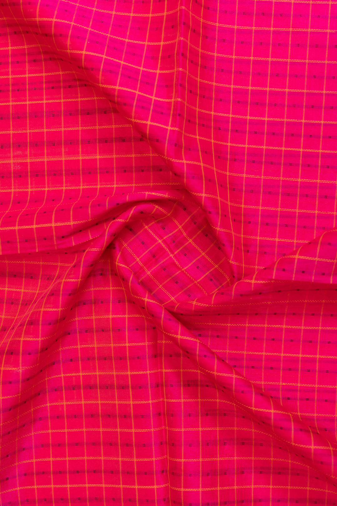 Pink thread checks pure silk cotton saree