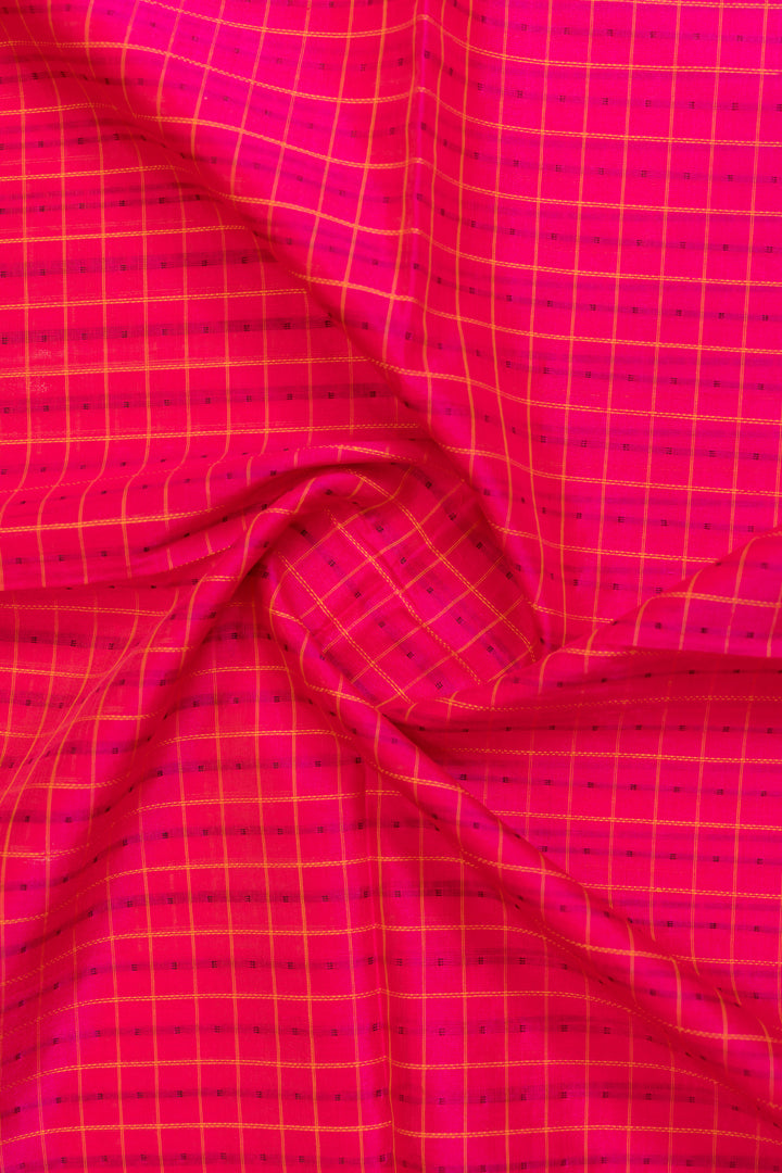 Pink thread checks pure silk cotton saree