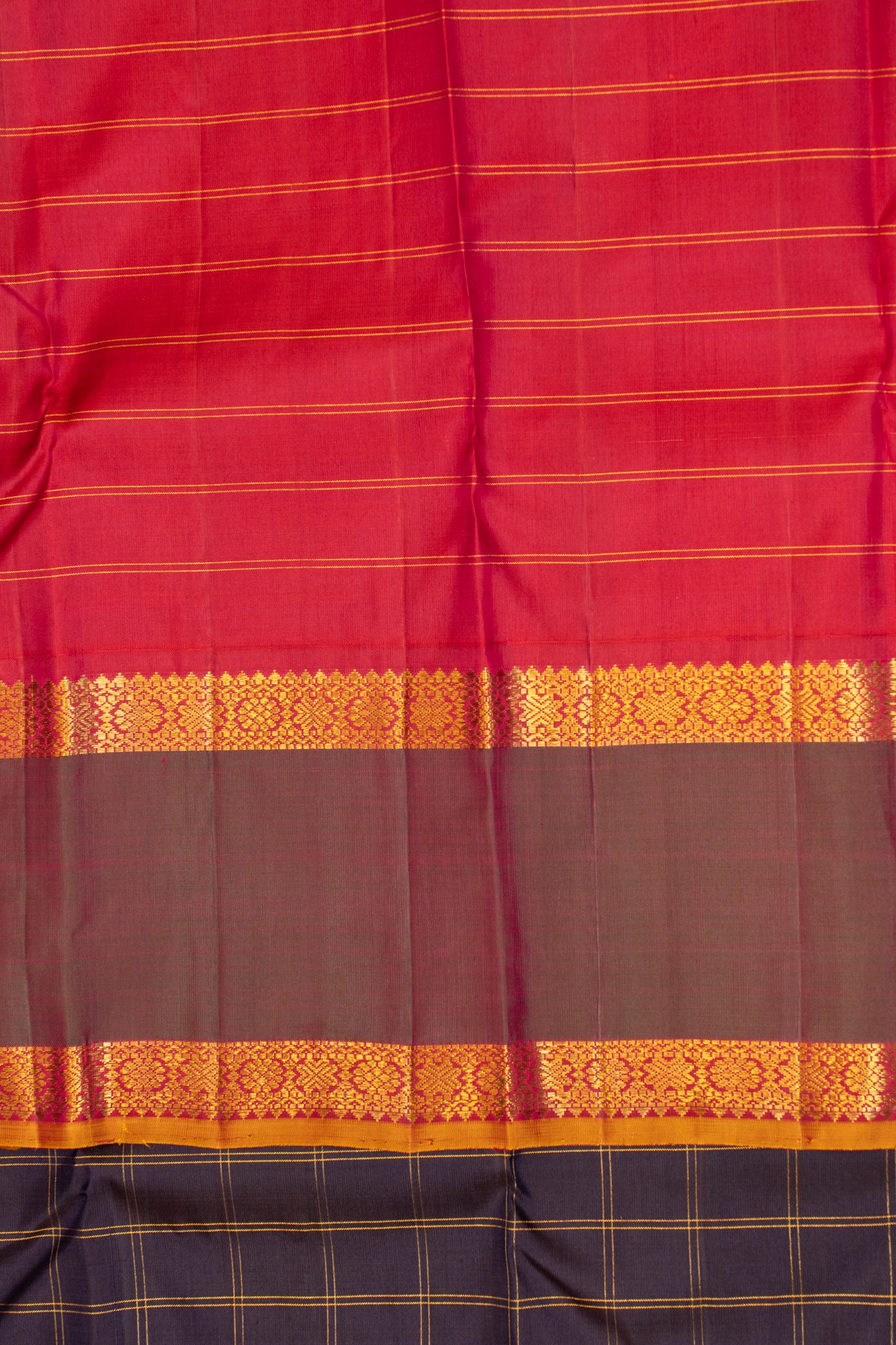 Navy blue rettai pettu pure Kanchipuram silk saree