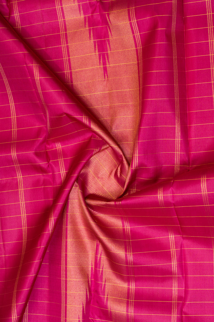 Lilac and pastel checks pure zari Kanchipuram silk saree