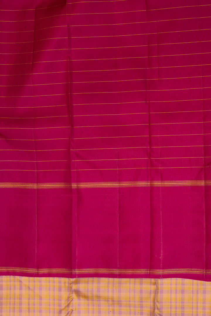 Lilac and pastel checks pure zari Kanchipuram silk saree