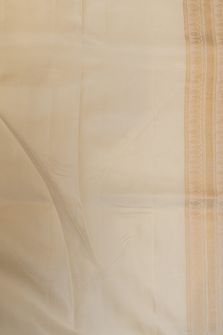 Ivory and gold stripes pure Kanchipuram silk saree