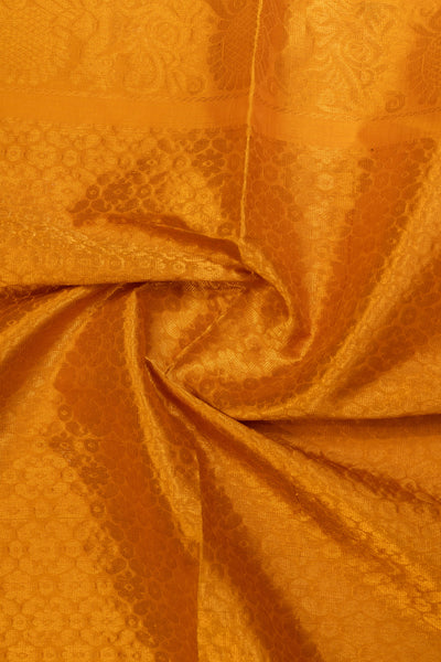 Brown and mustard pure silk cotton saree