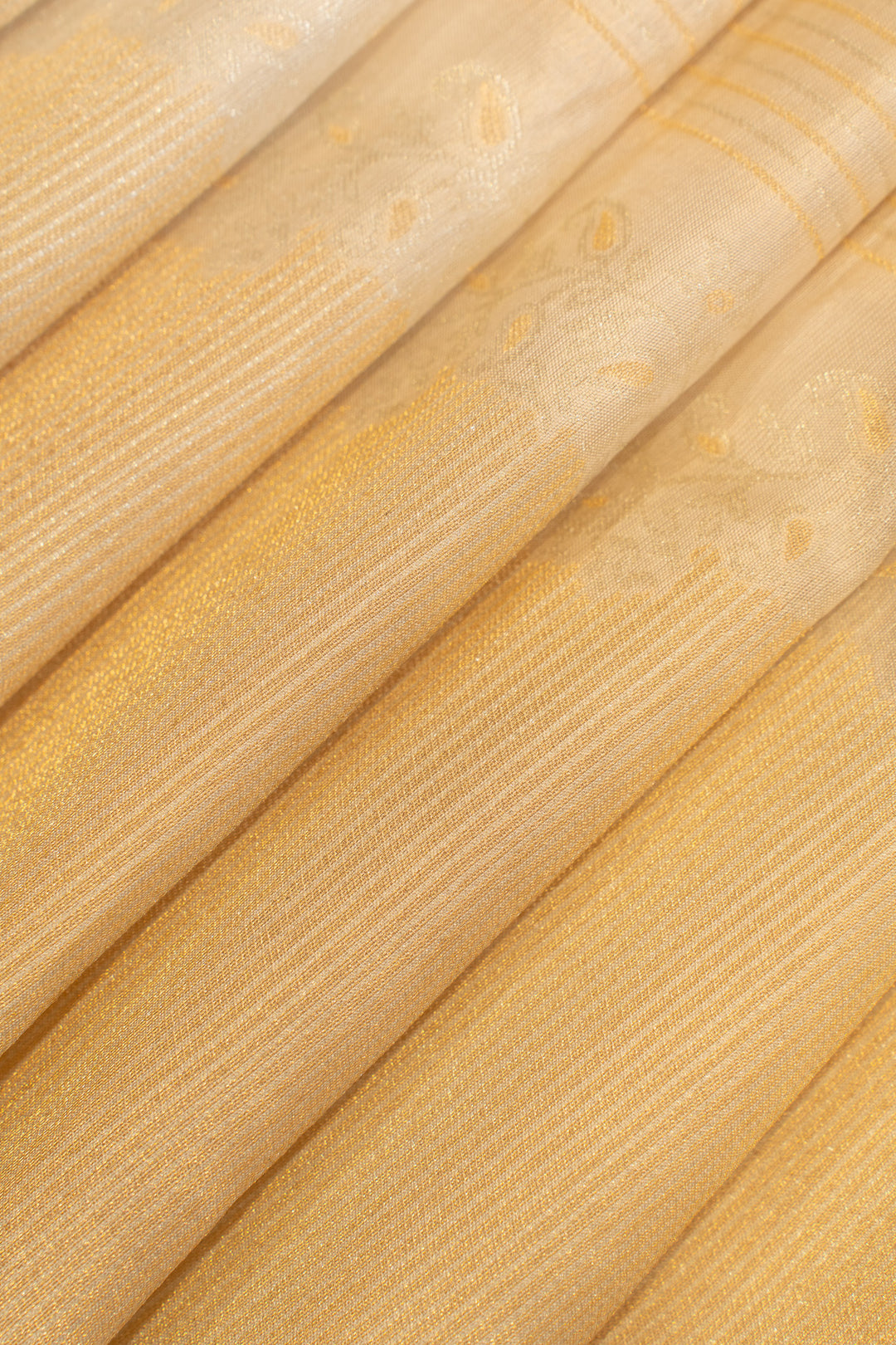 Ivory and gold stripes pure Kanchipuram silk saree