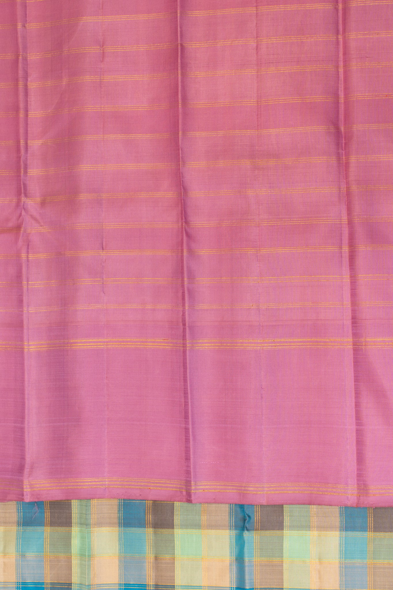 Blue multi checks pure zari Kanchipuram silk saree