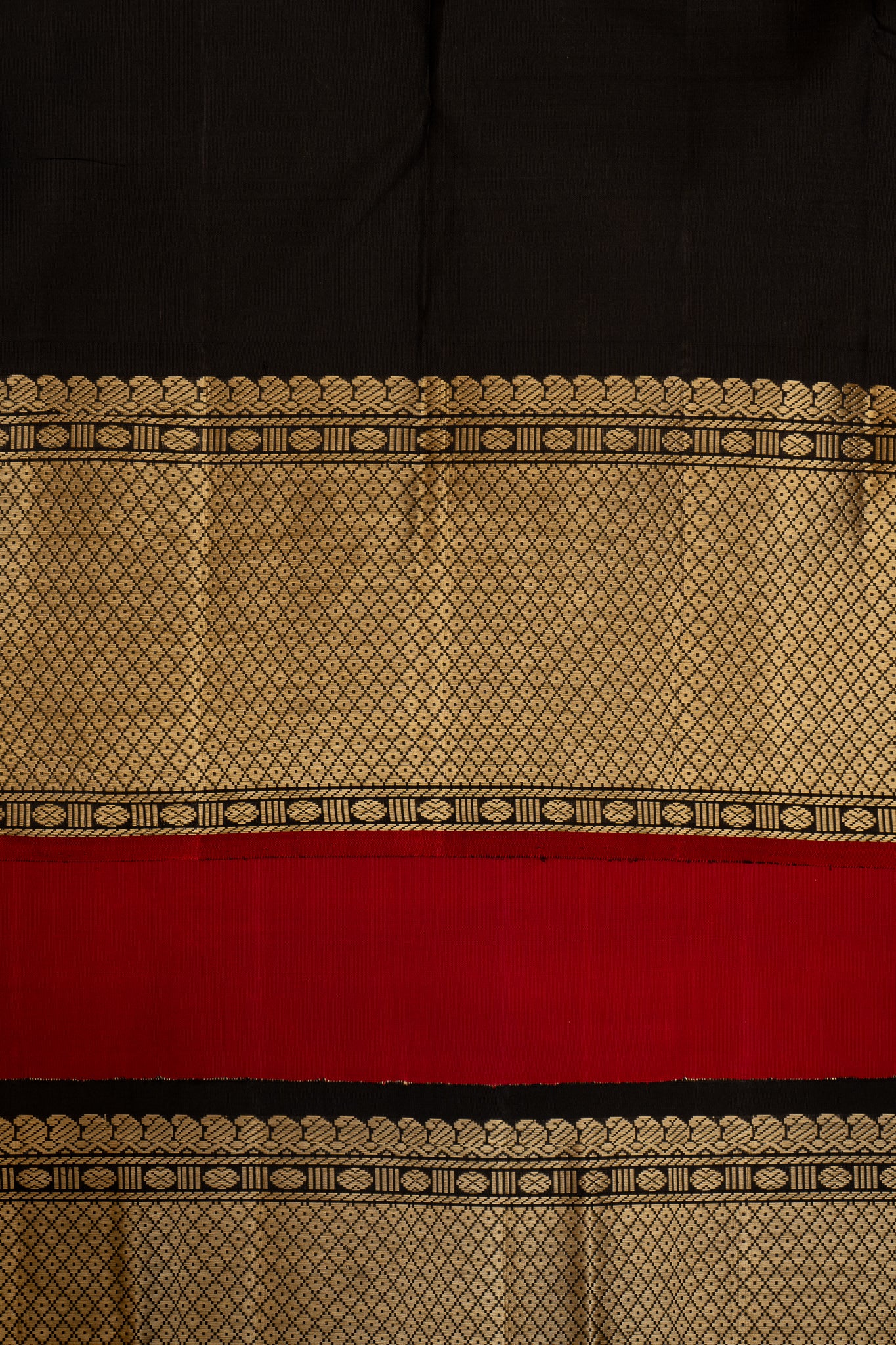 Ruby Red and Black Without Zari Kanchipuram Silk Saree - Clio Silks