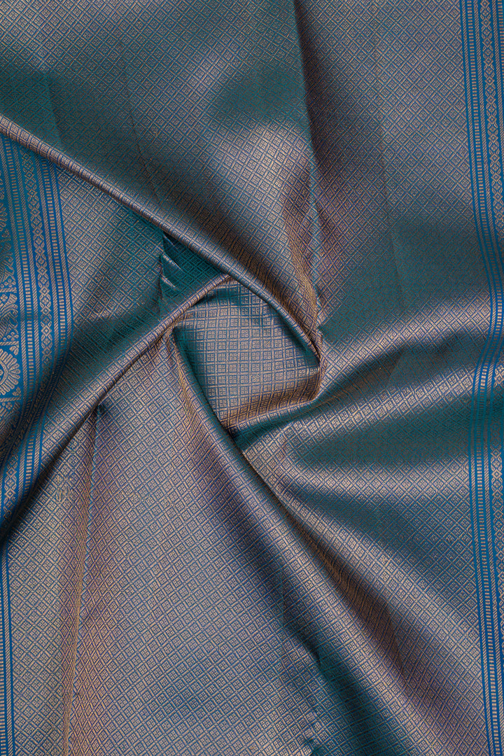Peacock Blue Traditional Pure Kanchipuram Silk Saree