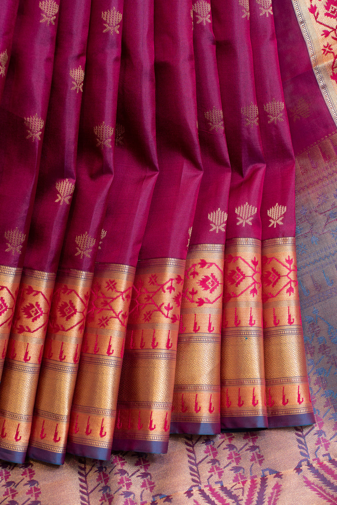 Purple Paithani pure Kanchipuram silk saree