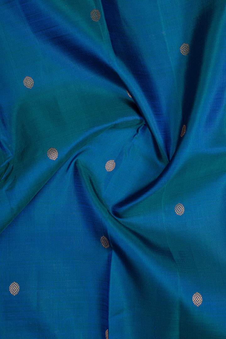 Peacock Blue Traditional Pure Kanchipuram Silk Saree