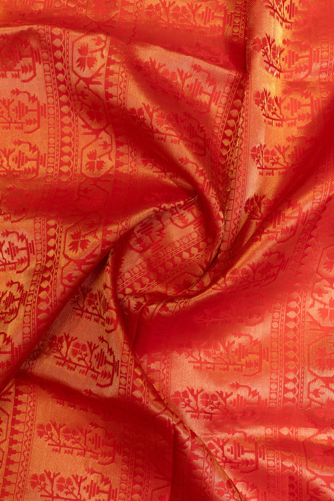 Orange Paithani pure Kanchipuram silk saree