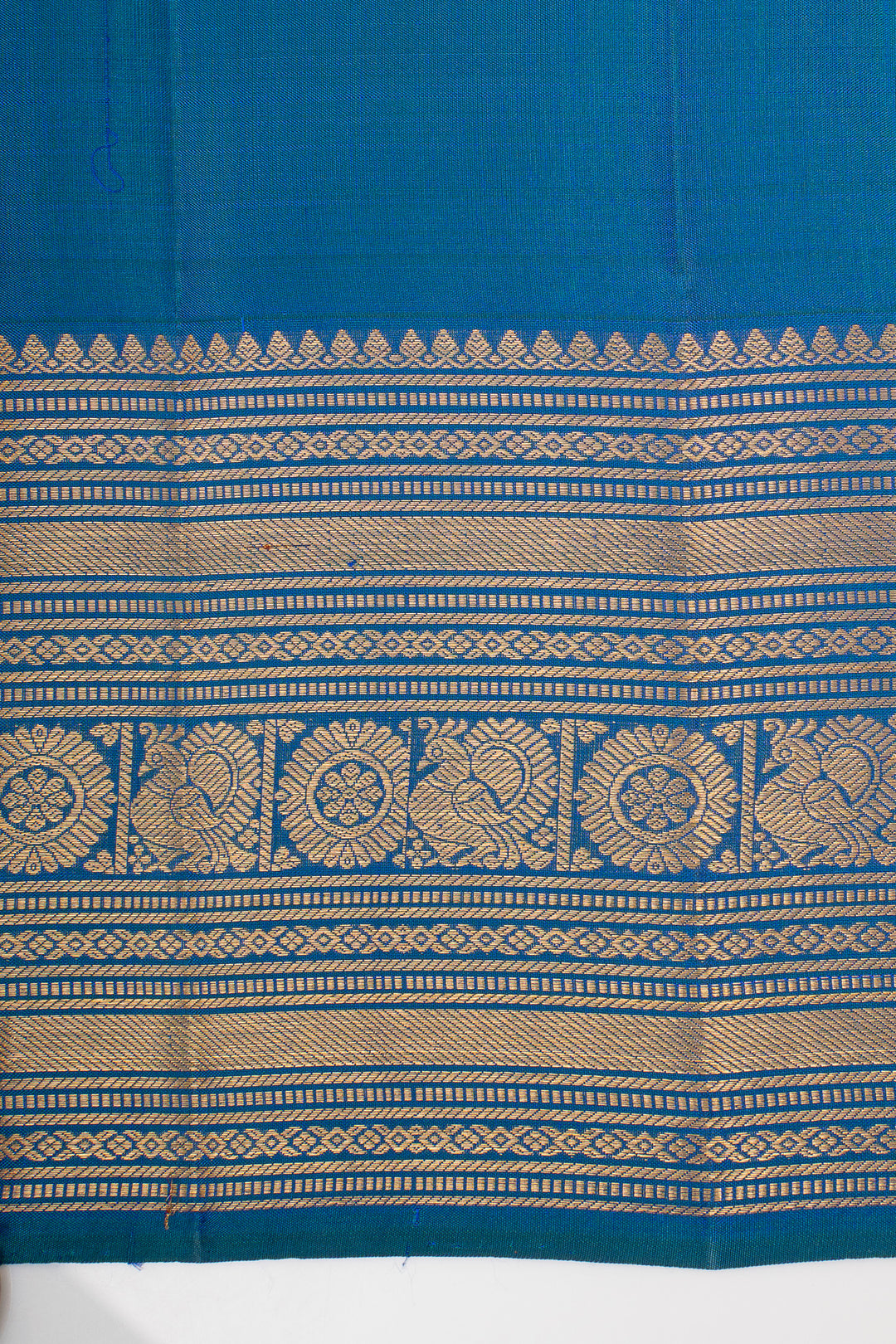Peacock Blue Traditional Pure Kanchipuram Silk Saree