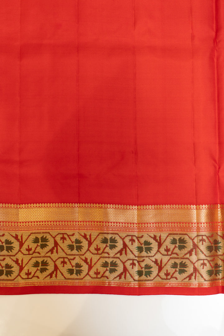 Orange Paithani pure Kanchipuram silk saree