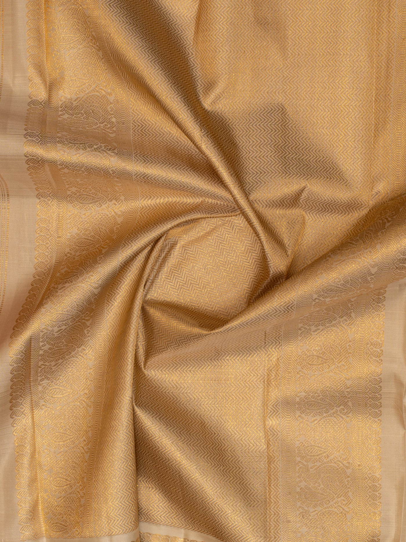 Rust orange and ivory pure zari Kanchipuram silk saree