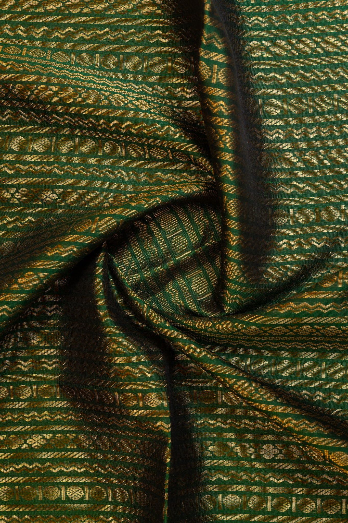 Emerald green zari stripes pure silk cotton saree