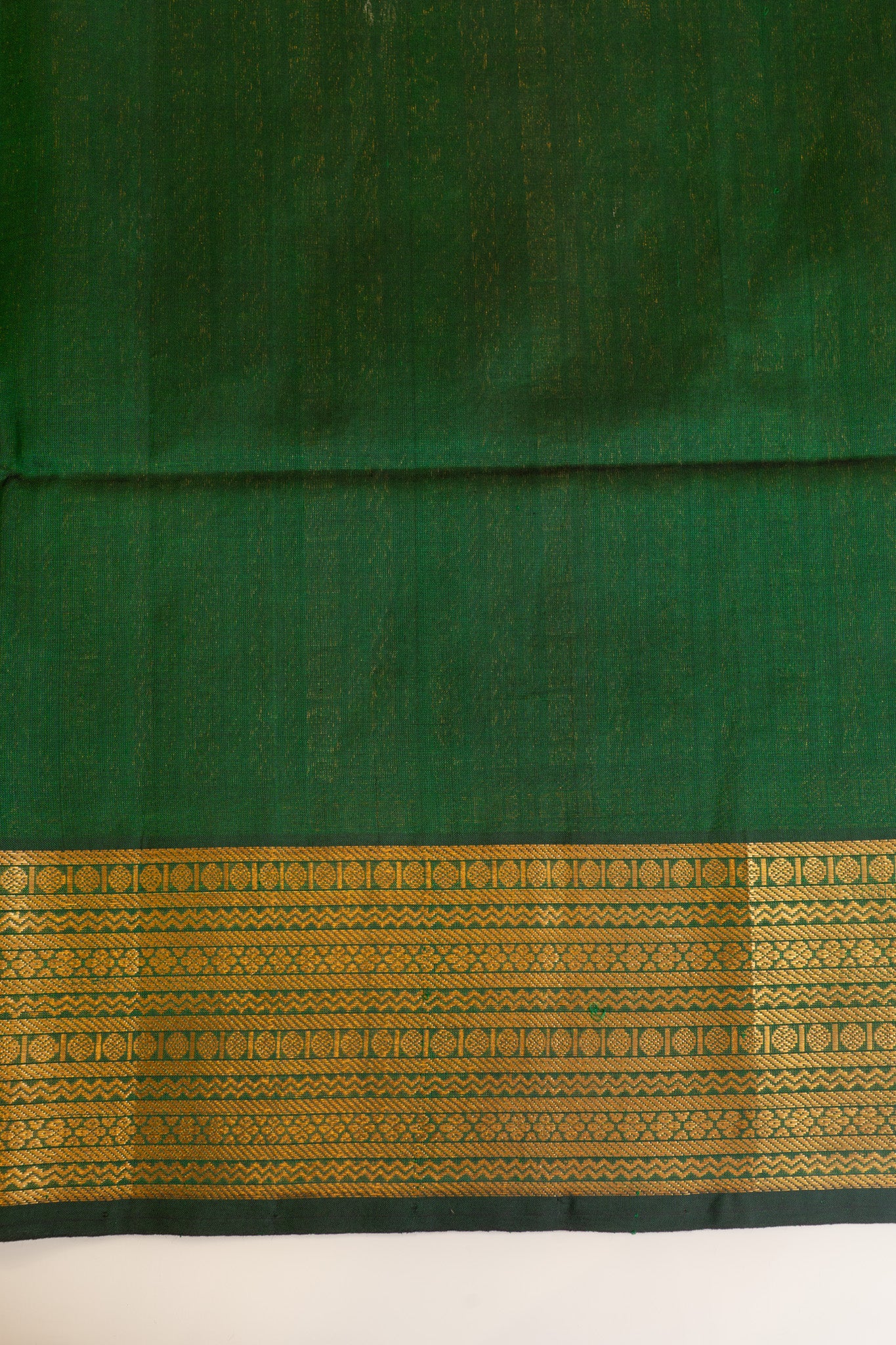 Emerald green zari stripes pure silk cotton saree