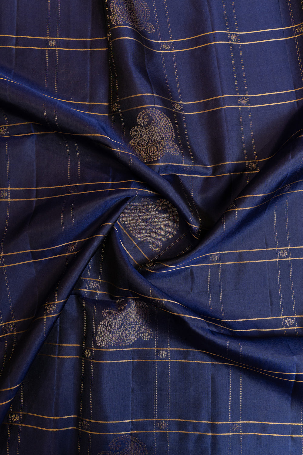 Blue fabric with gold patterns