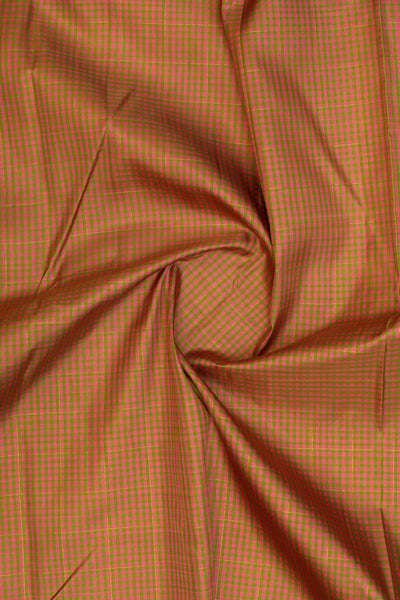 Peach and grey multi checks pure zari Kanchipuram silk saree