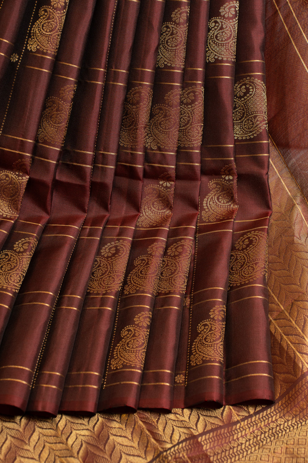 Close-up of a brown fabric with intricate patterns