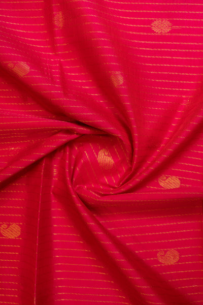 Magenta pink zari stripes pure silk cotton saree