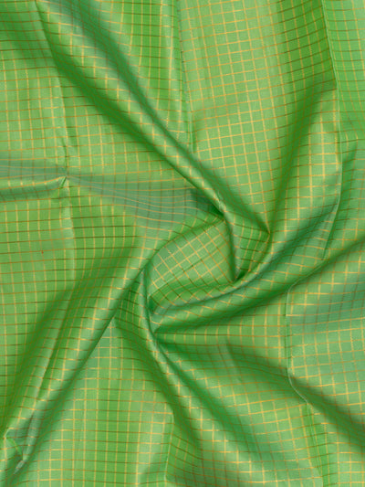 Recons green pure zari rettai pettu pure Kanchipuram silk saree