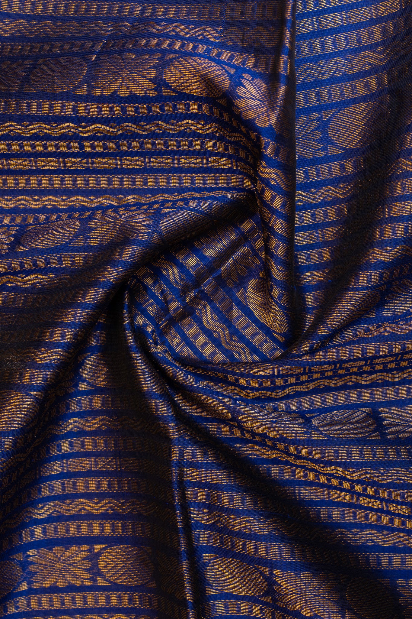 Ink blue zari motifs pure silk cotton saree