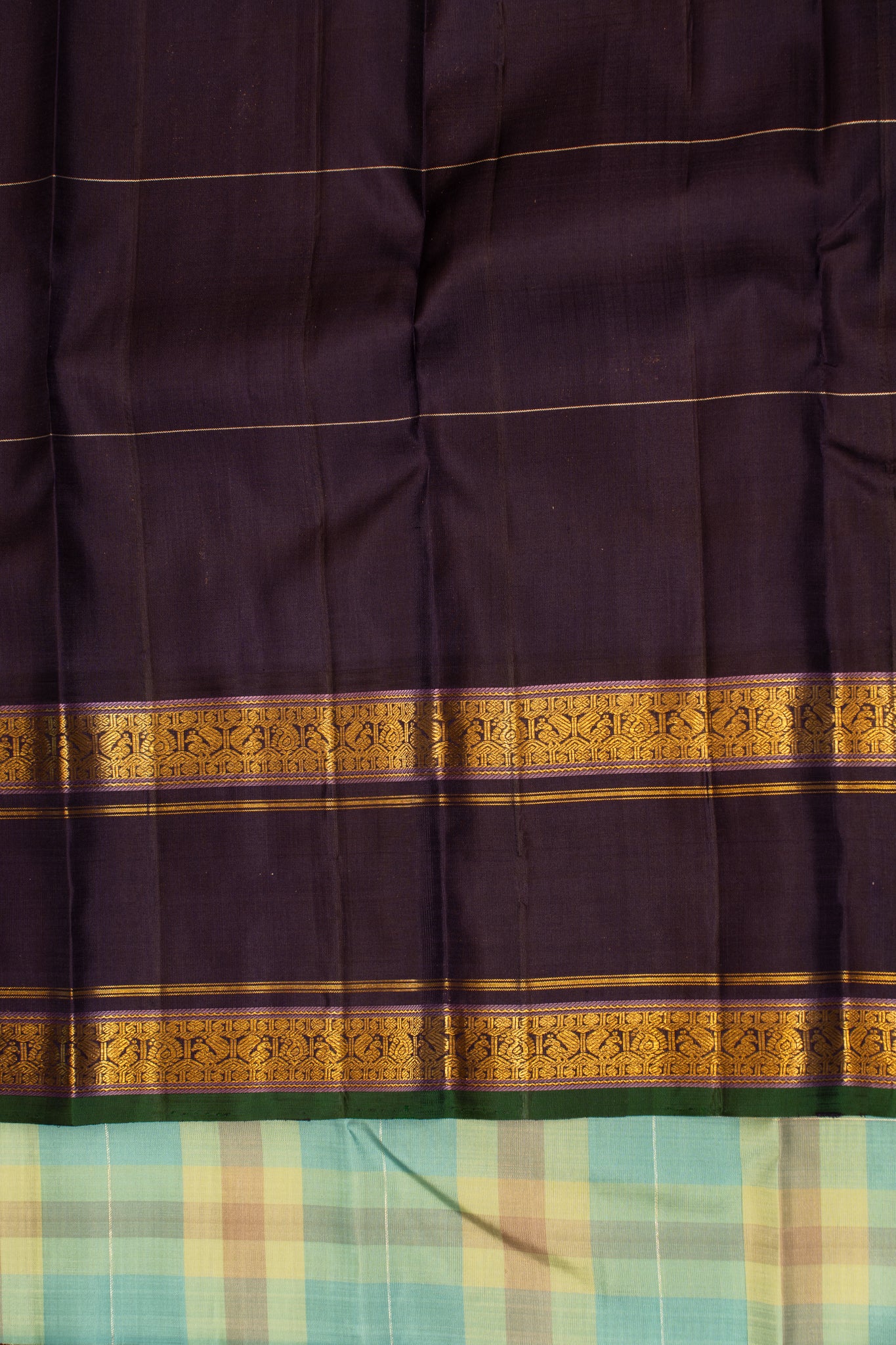 Pastel blue and navy blue rettai pettu pure zari Kanchipuram silk saree