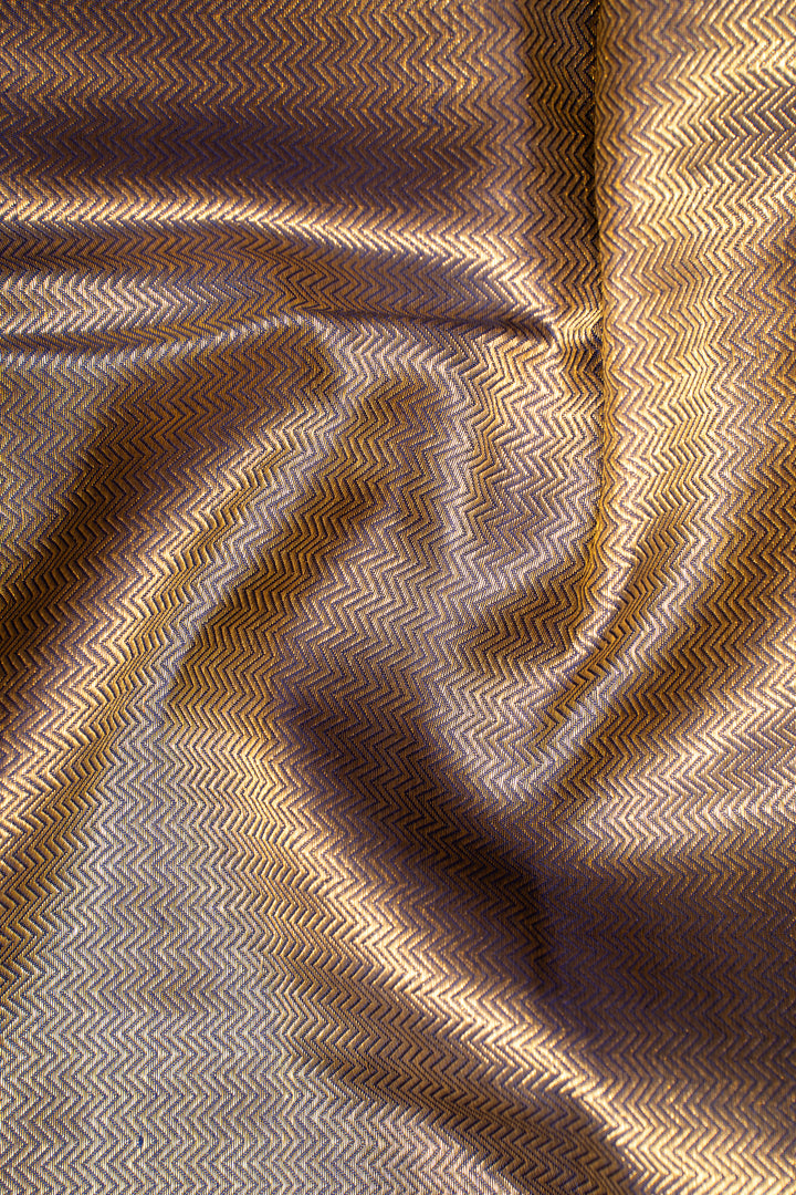 Silver Grey Stripes Pure Kanchipuram Silk Saree - Clio Silks