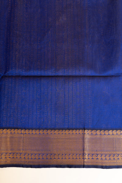 Ink blue zari motifs pure silk cotton saree