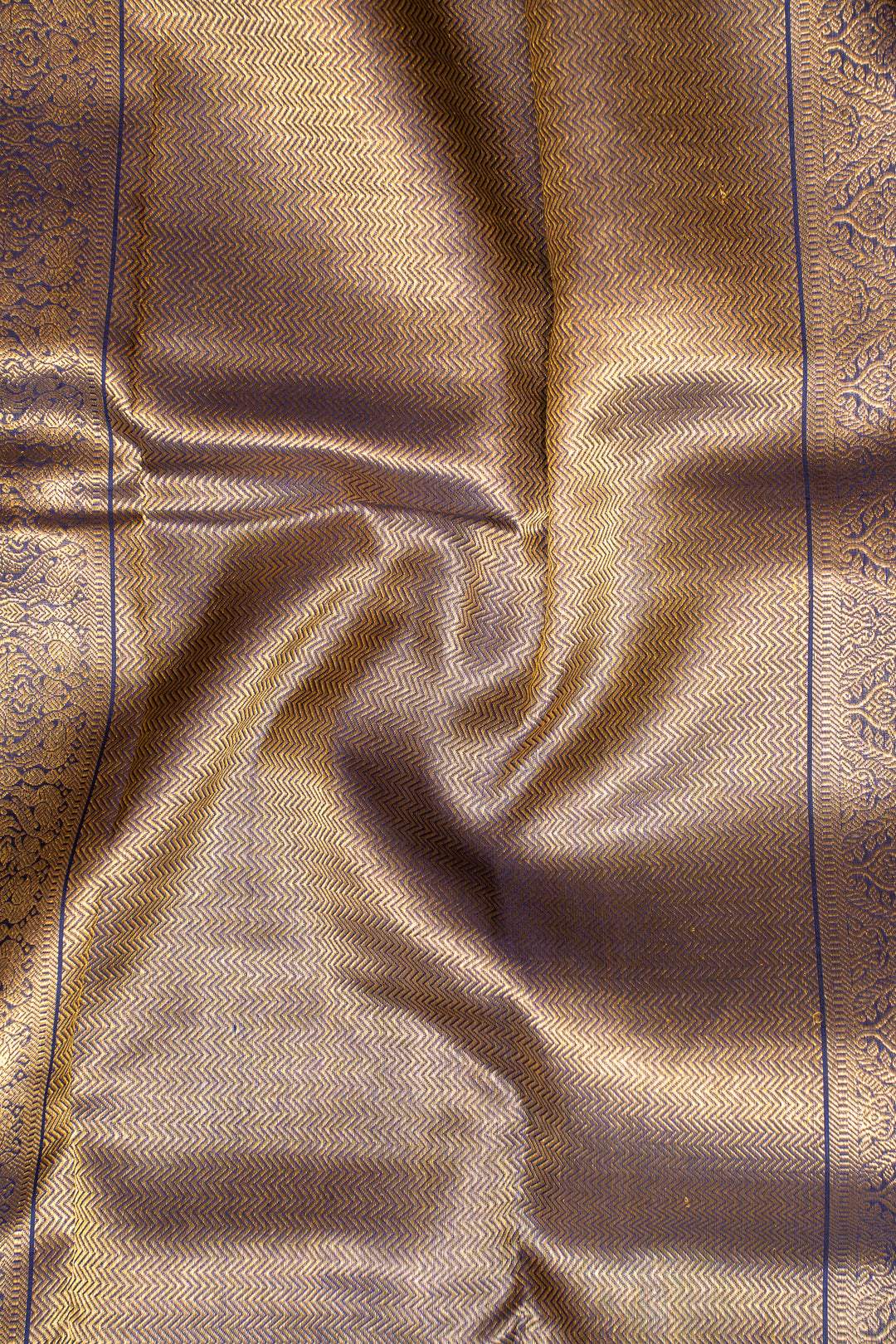 Silver Grey Stripes Pure Kanchipuram Silk Saree - Clio Silks