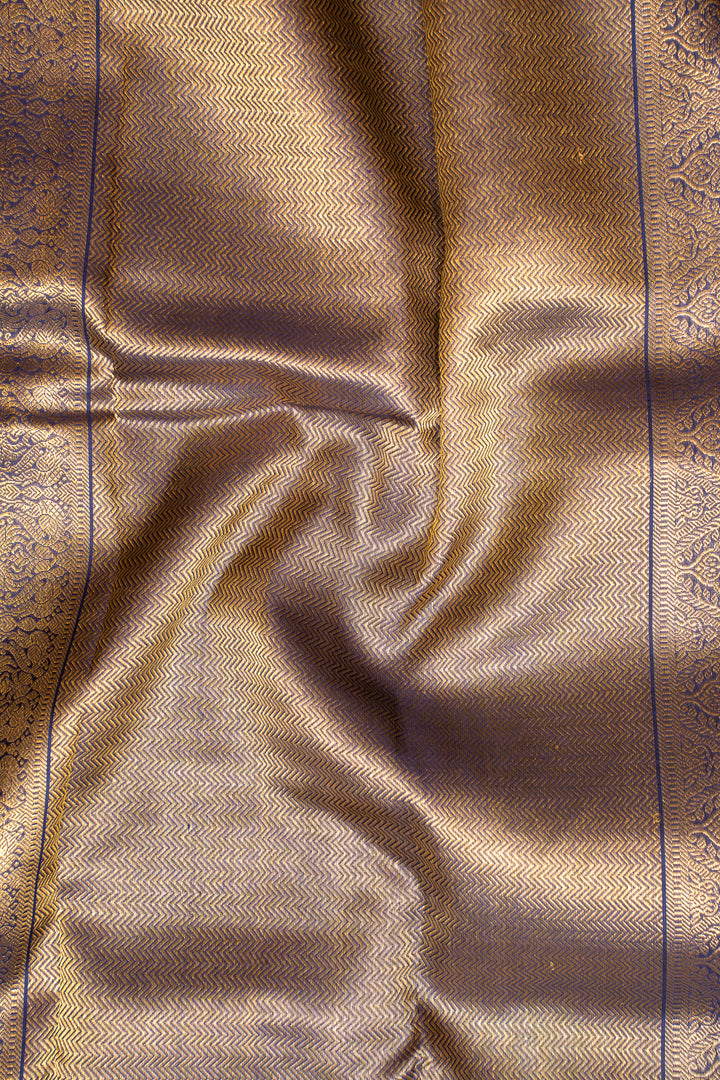 Silver Grey Stripes Pure Kanchipuram Silk Saree - Clio Silks